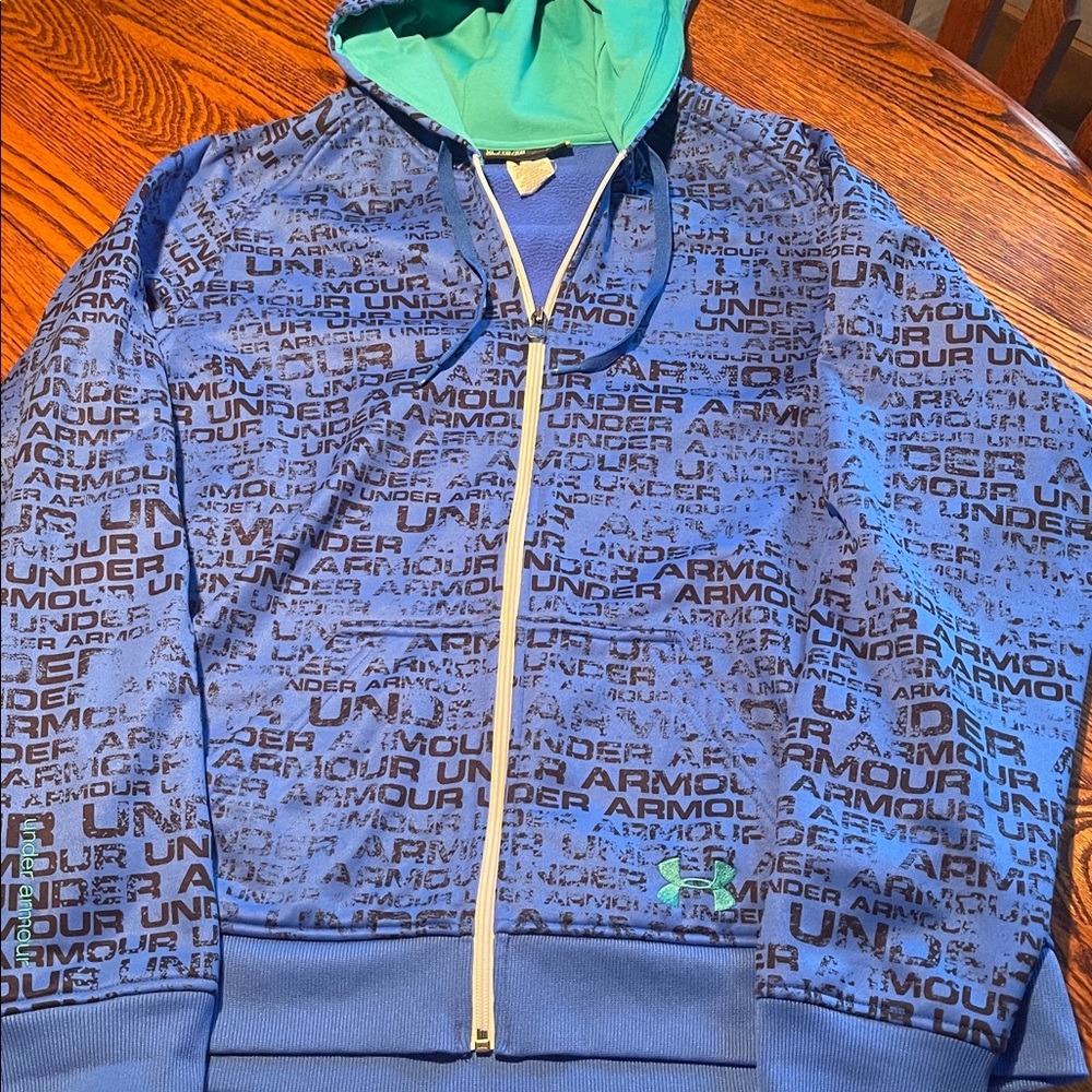 Under Armour Blue Hoodie with Green Lining
